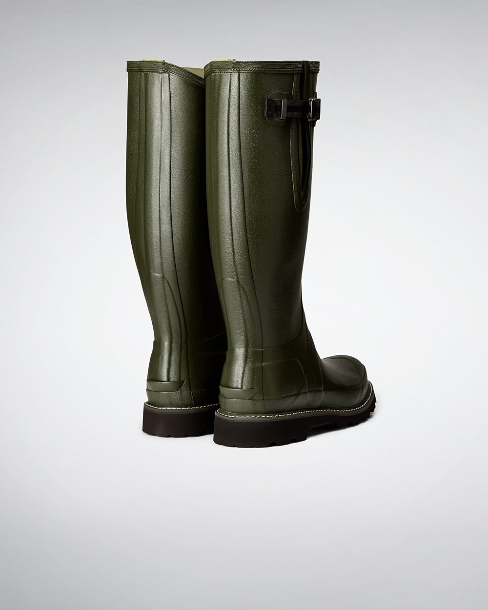 Mens Hunter Balmoral Side Adjustable - Tall Rain Boots Dark Olive - 9813-EJQLX